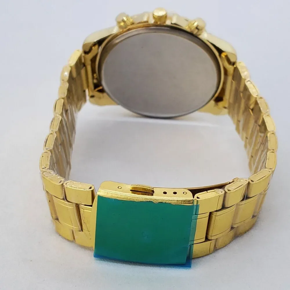 Men's Watch 44MM Gold Case Black Dial Date Indicator Gold Bracelet 8